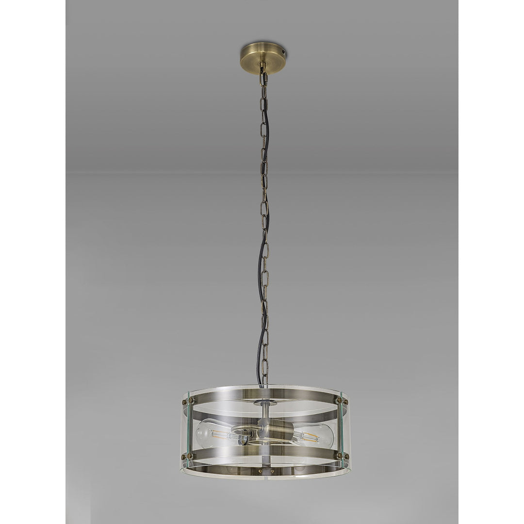 Nelson Lighting NL84309 Prince Pendant 2 Light Antique Brass