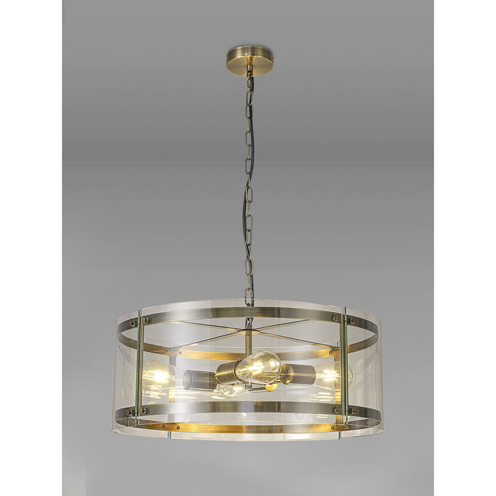 Nelson Lighting NL84329 Prince Pendant 4 Light Antique Brass