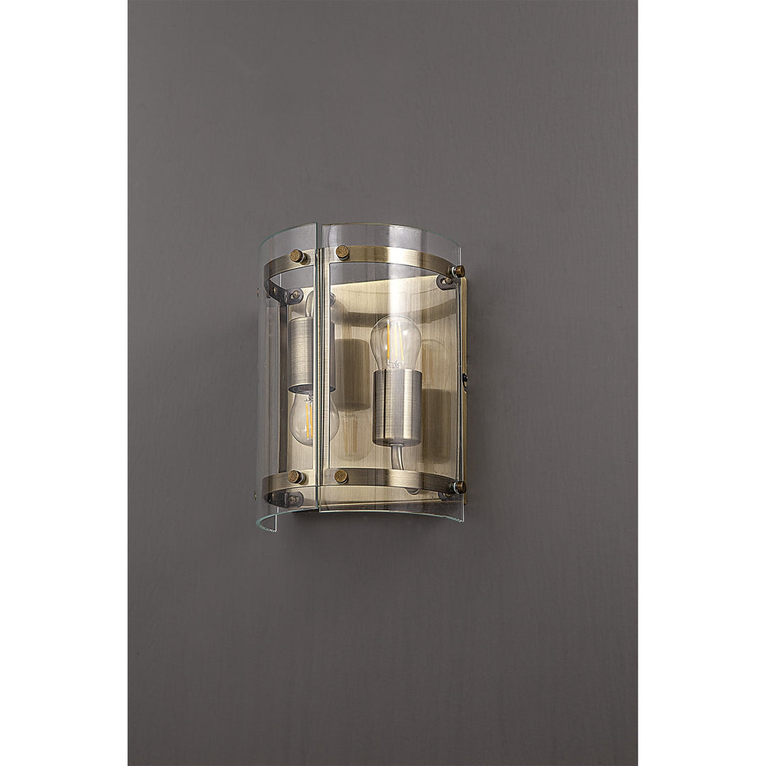 Nelson Lighting NL84339 Prince Wall Light 2 Light Antique Brass