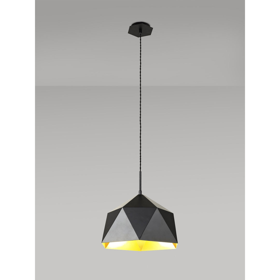 Nelson Lighting NL84599 Isle Single Pendant Adjustable Matt Black/Gold Inner