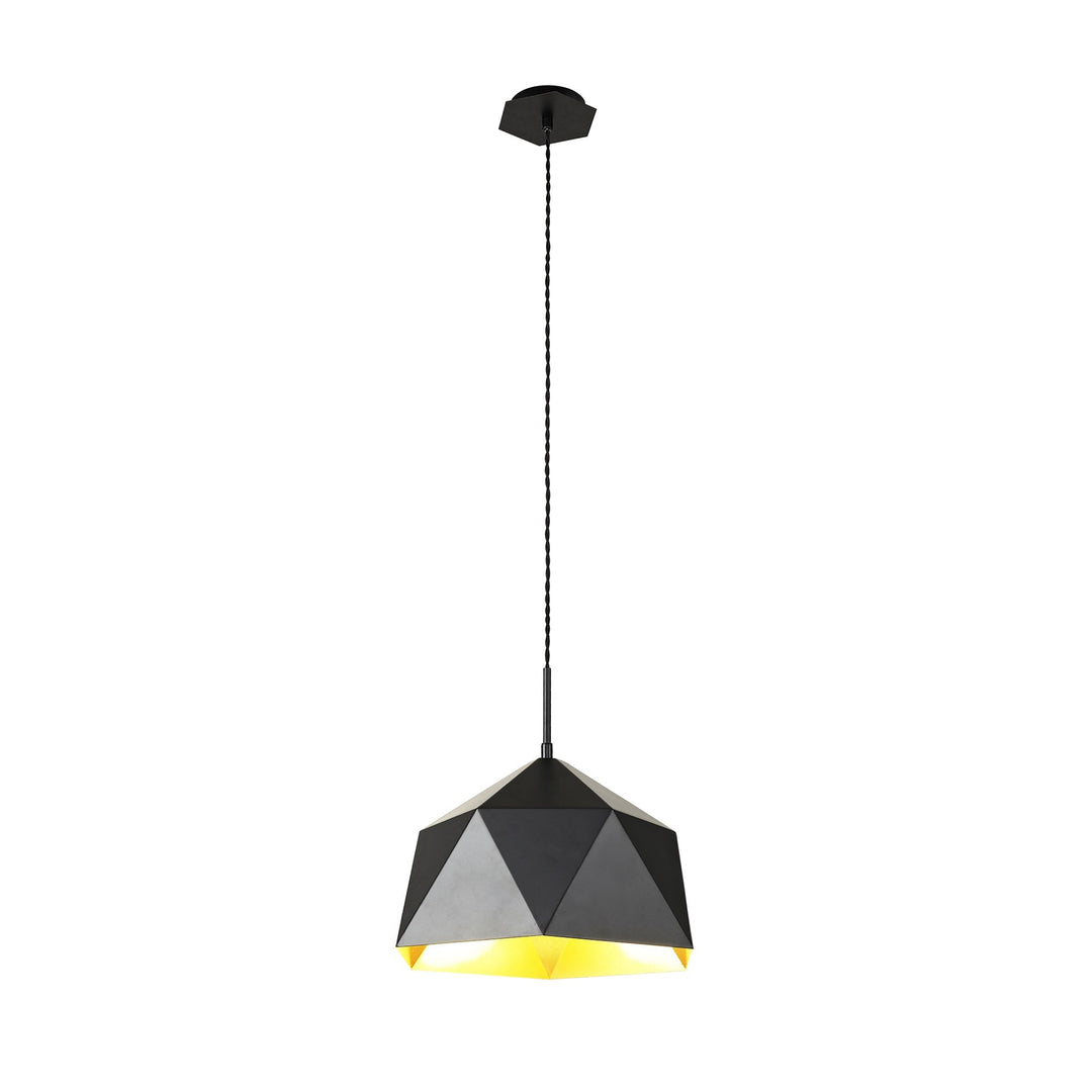 Nelson Lighting NL84599 Isle Single Pendant Adjustable Matt Black/Gold Inner