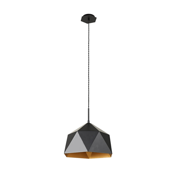 Nelson Lighting NL84599 Isle Single Pendant Adjustable Matt Black/Gold Inner