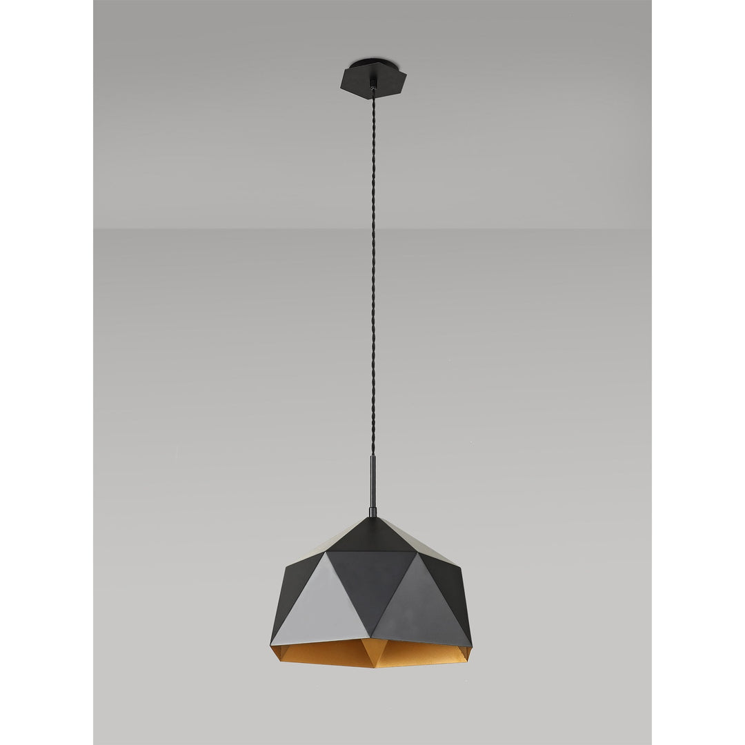 Nelson Lighting NL84599 Isle Single Pendant Adjustable Matt Black/Gold Inner