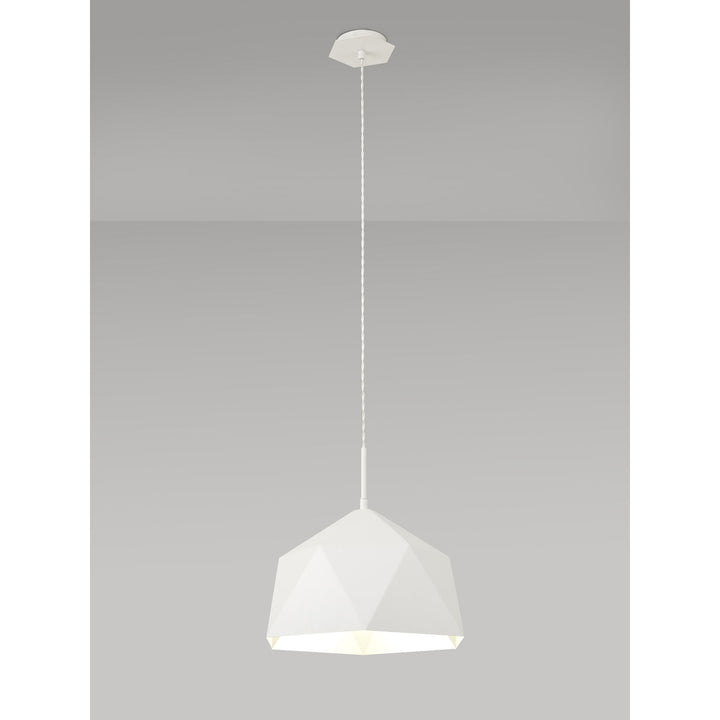 Nelson Lighting NL84609 Isle Single Pendant AdjustableWhite/Silver Inner