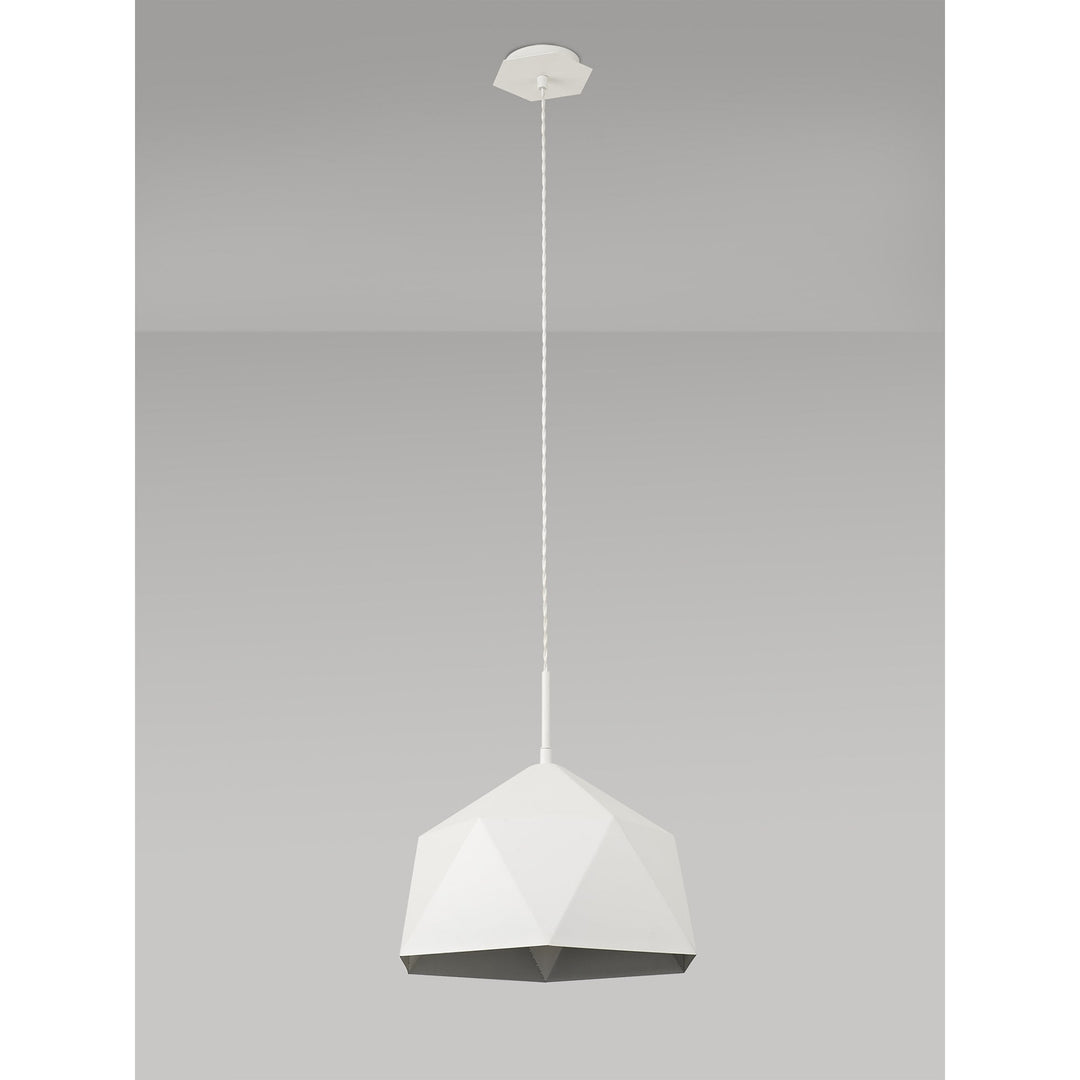 Nelson Lighting NL84609 Isle Single Pendant AdjustableWhite/Silver Inner