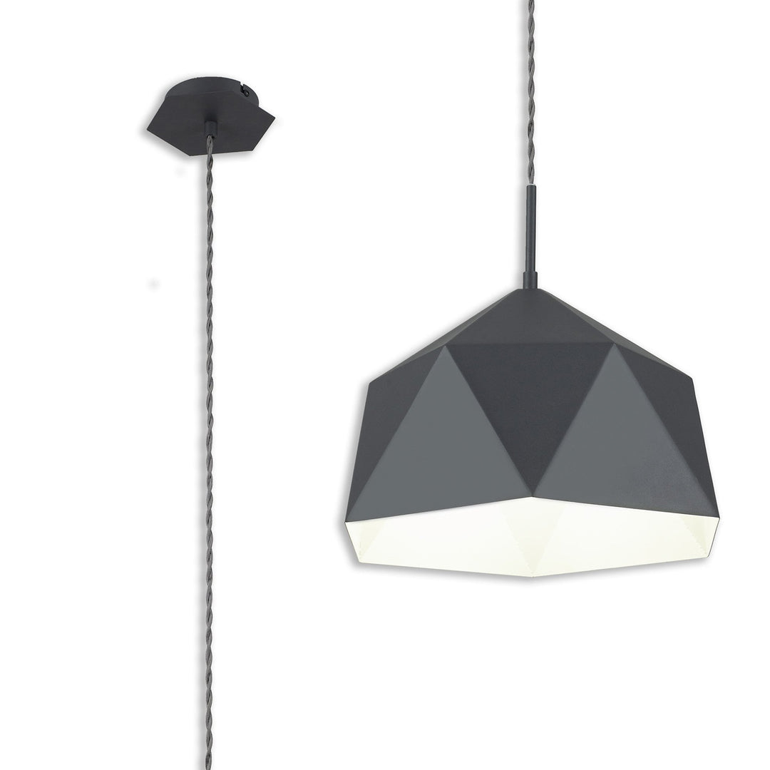 Nelson Lighting NL84619 Isle Single Pendant Adjustable Graphite/White Inner