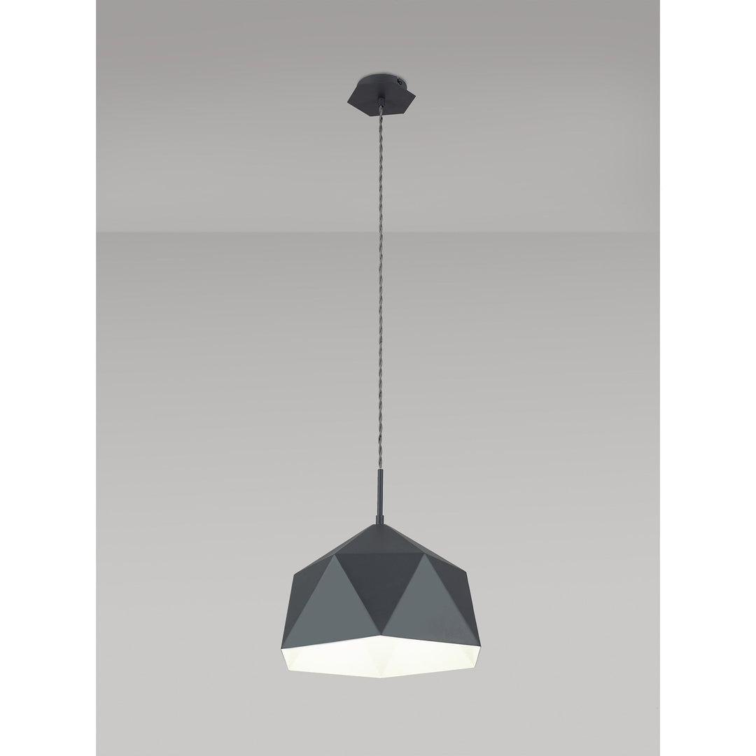 Nelson Lighting NL84619 Isle Single Pendant Adjustable Graphite/White Inner