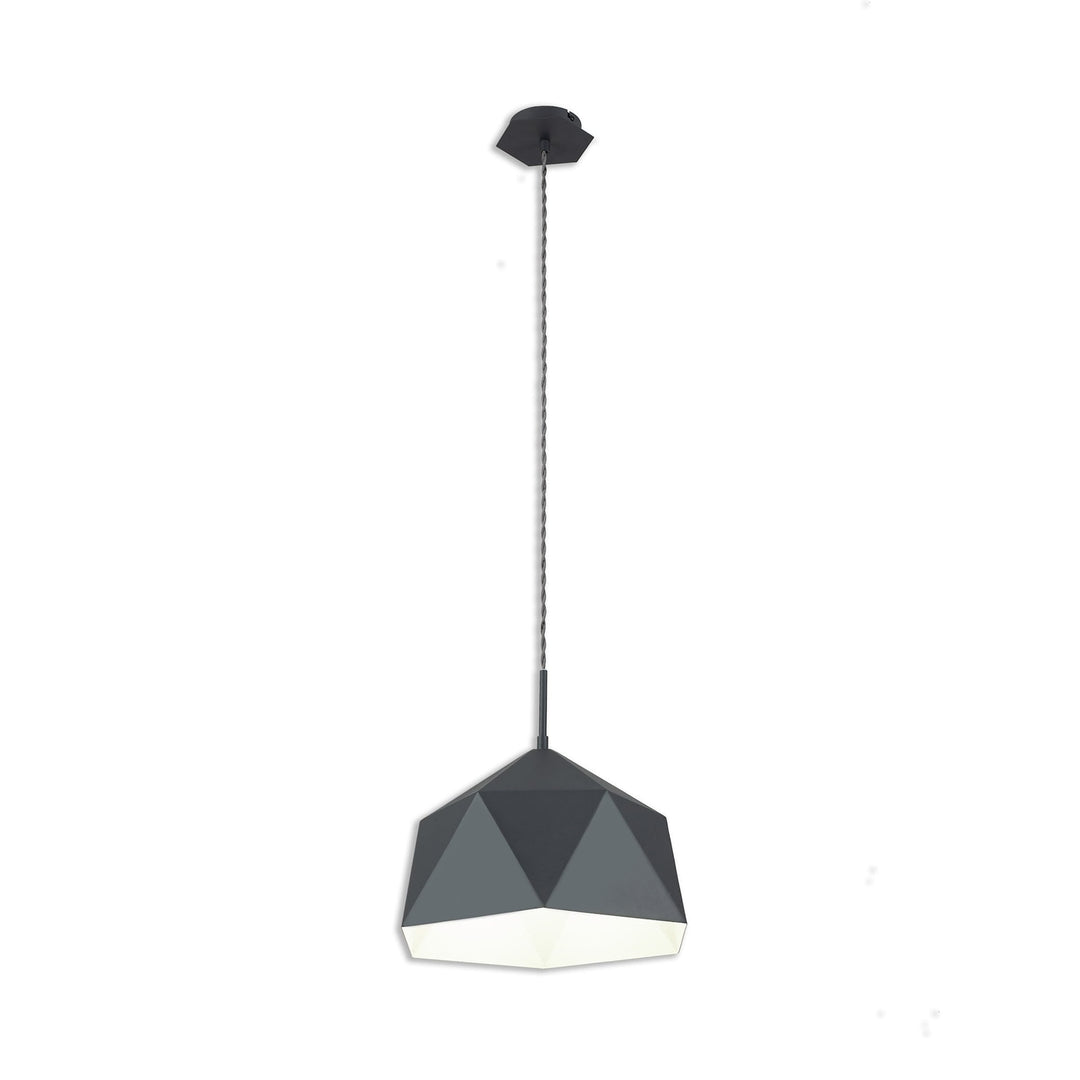 Nelson Lighting NL84619 Isle Single Pendant Adjustable Graphite/White Inner