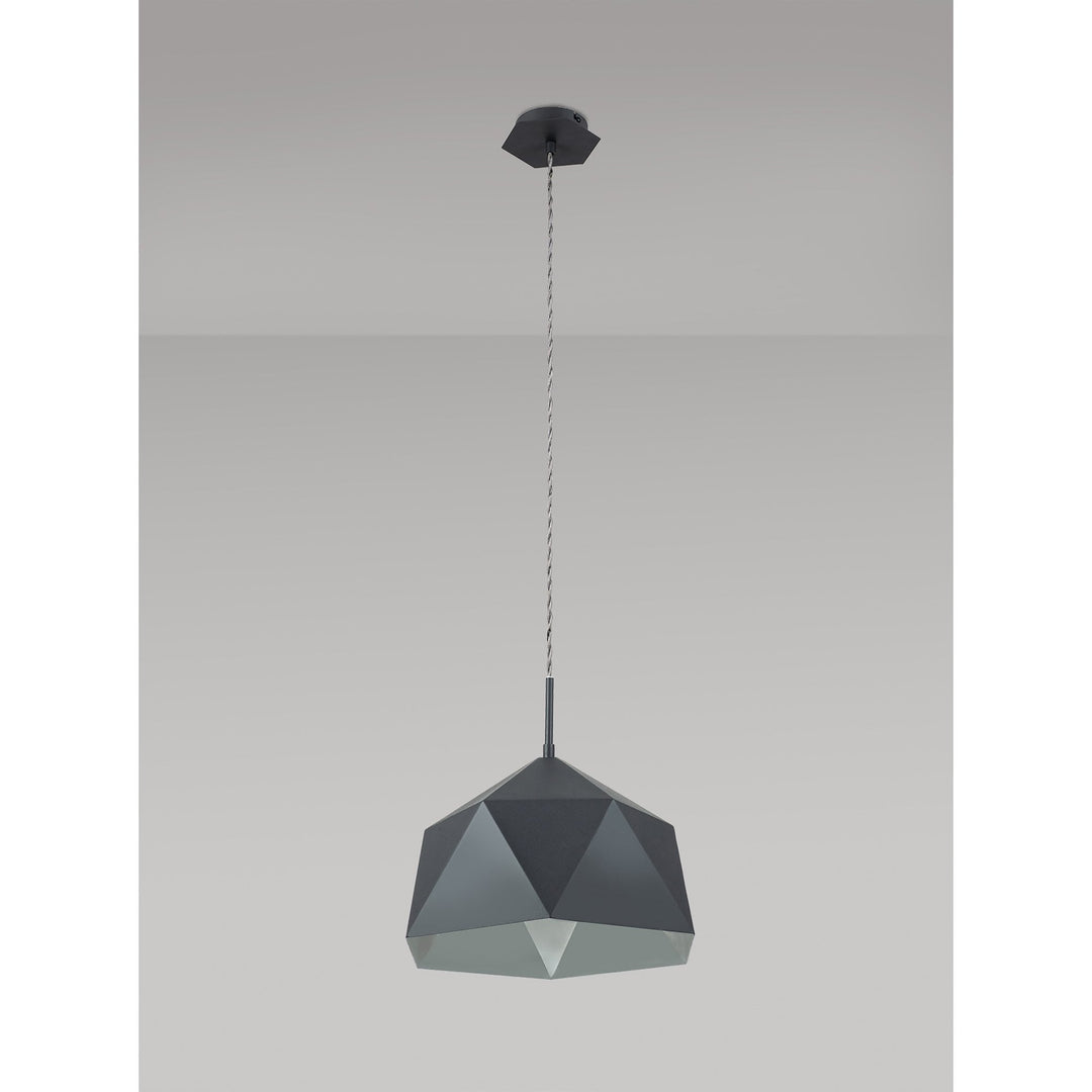 Nelson Lighting NL84619 Isle Single Pendant Adjustable Graphite/White Inner