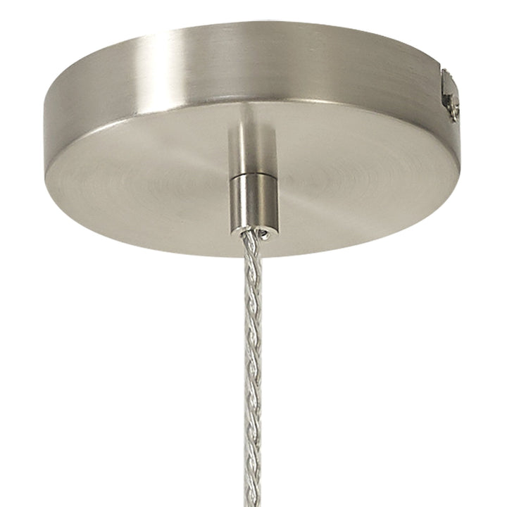 Nelson Lighting NL84649 Olivia Wide Pendant Satin Nickel/Opal Glass & Clear Twisted Cable