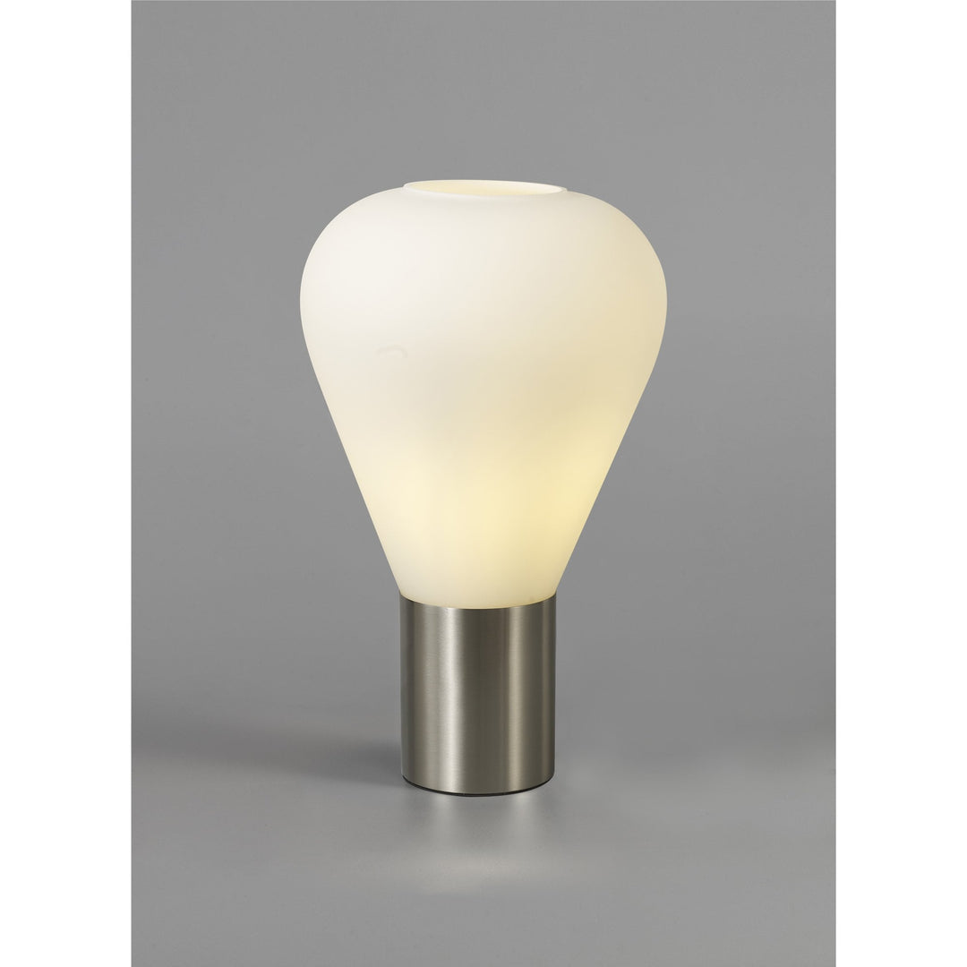 Nelson Lighting NL84659 Olivia Narrow Table Lamp Satin Nickel/Opal Glass