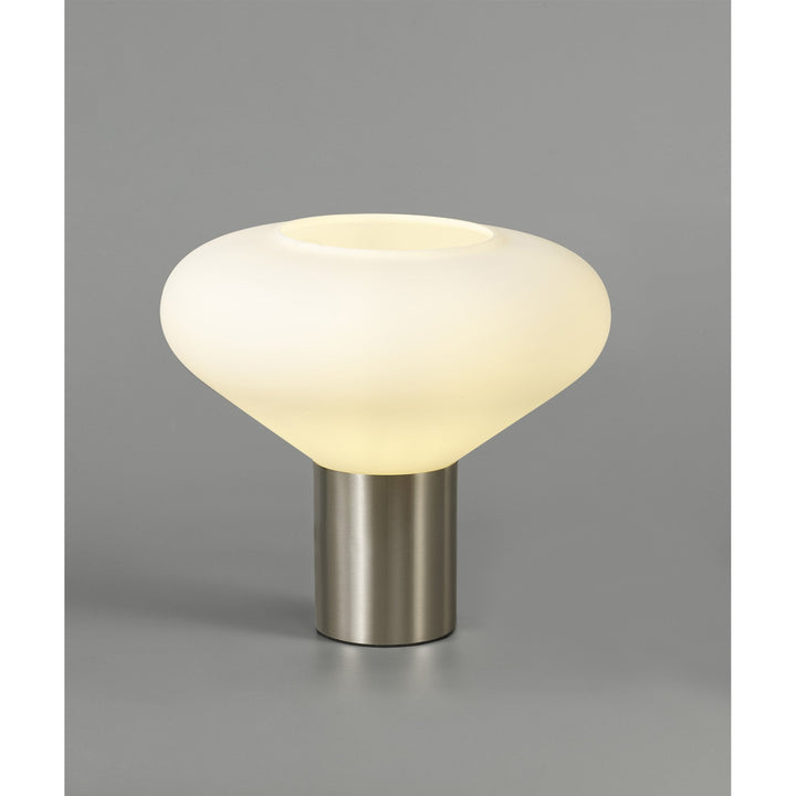Nelson Lighting NL84669 Olivia Wide Table Lamp Satin Nickel/Opal Glass