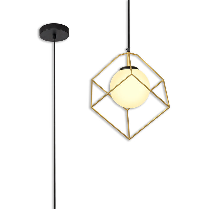 Nelson Lighting NL84839 Helma Single Pendant Adjustable Matt Black/Painted Gold