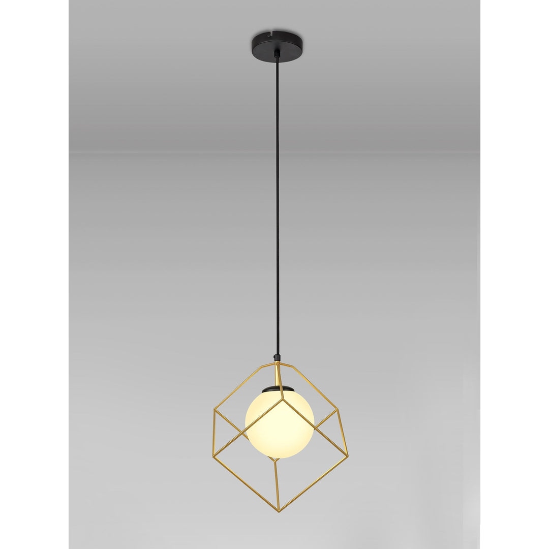 Nelson Lighting NL84839 Helma Single Pendant Adjustable Matt Black/Painted Gold