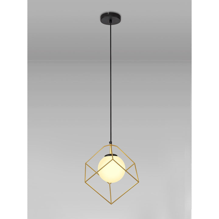 Nelson Lighting NL84839 Helma Single Pendant Adjustable Matt Black/Painted Gold