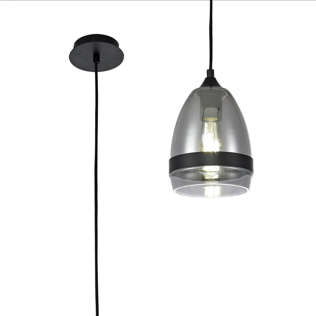 Nelson Lighting NL84849 Kane Pendant 15cm Cone Matt Black & Smoke