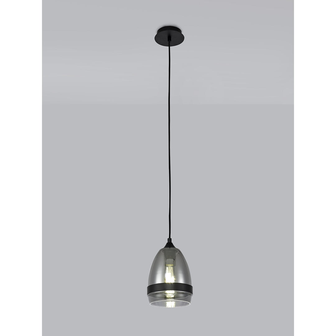 Nelson Lighting NL84849 Kane Pendant 15cm Cone Matt Black & Smoke