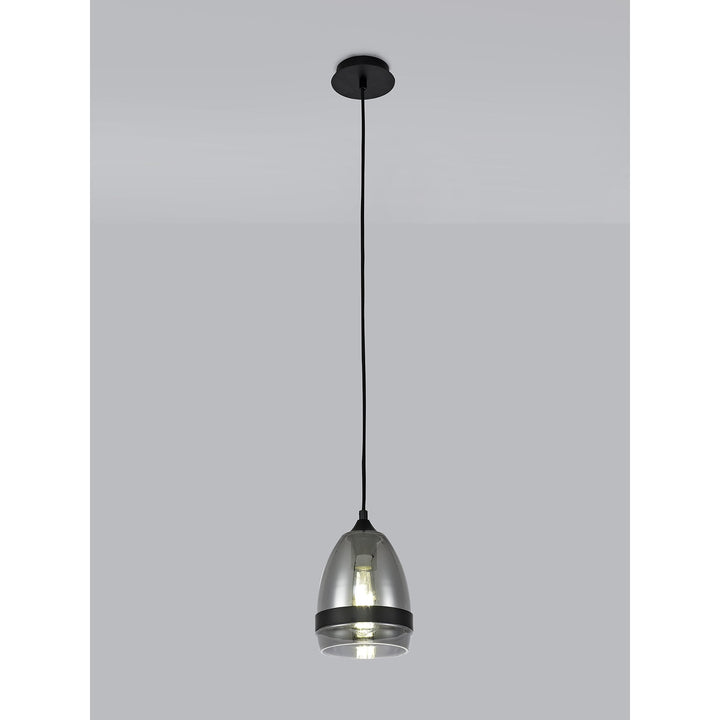 Nelson Lighting NL84849 Kane Pendant 15cm Cone Matt Black & Smoke