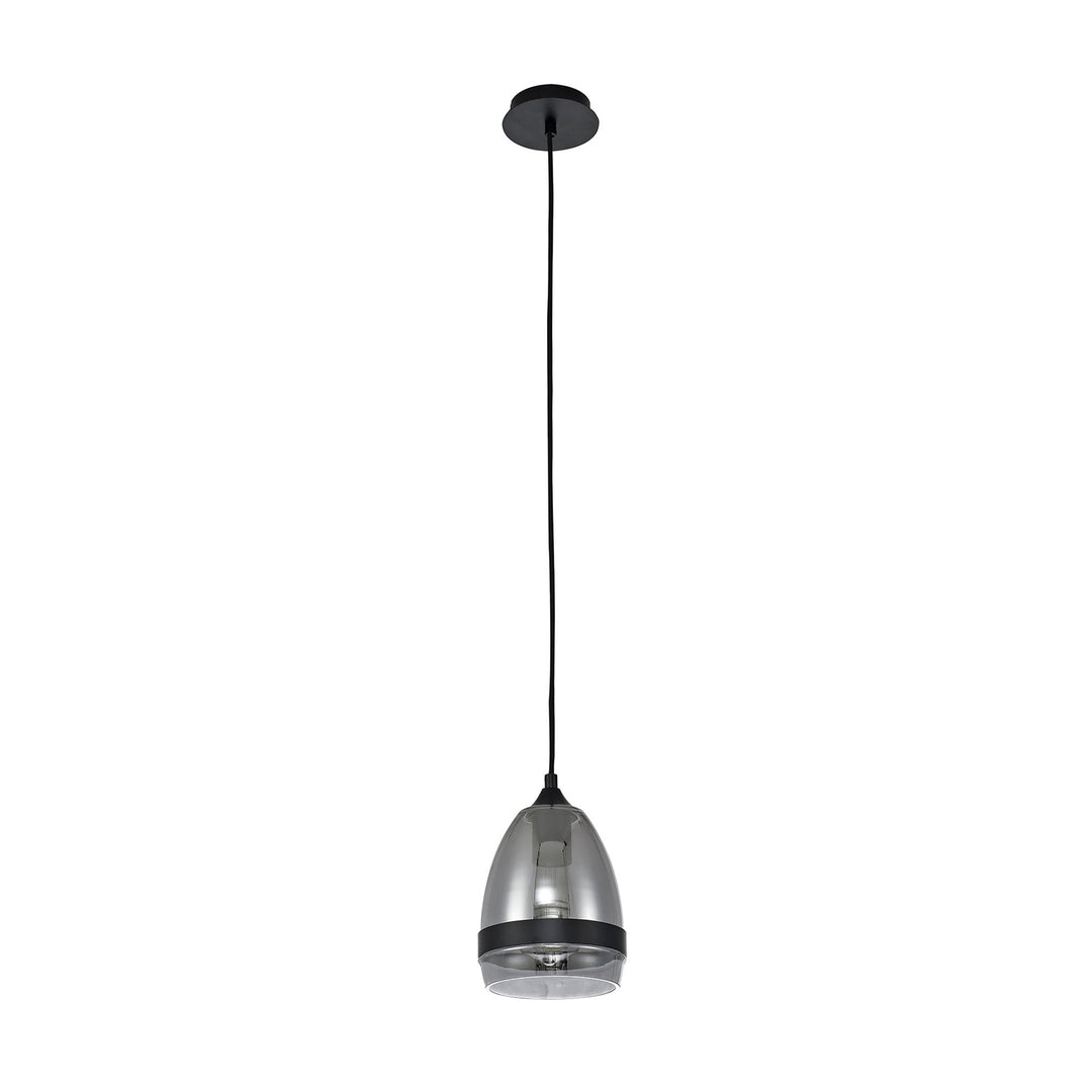 Nelson Lighting NL84849 Kane Pendant 15cm Cone Matt Black & Smoke