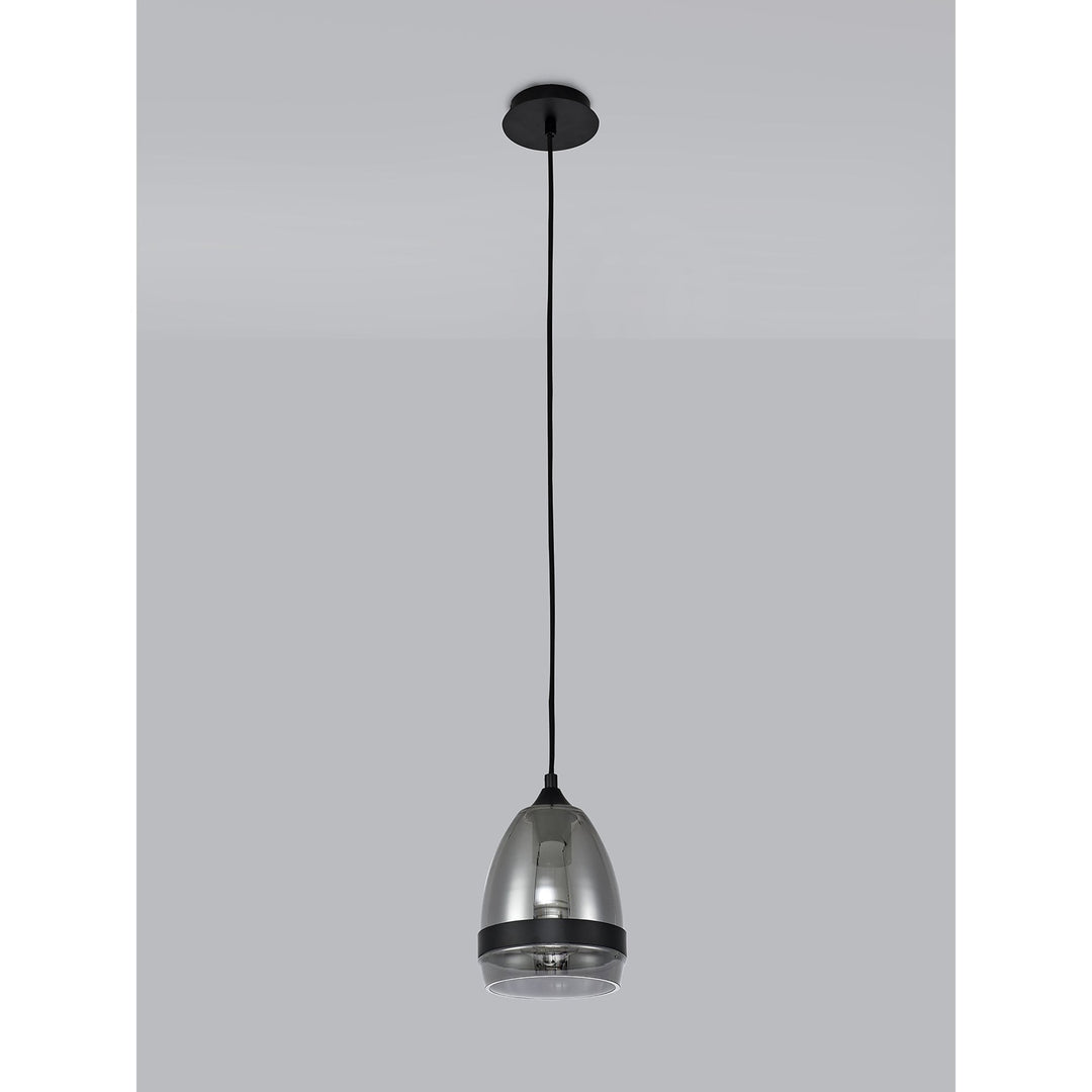 Nelson Lighting NL84849 Kane Pendant 15cm Cone Matt Black & Smoke