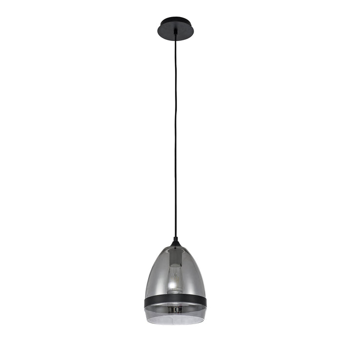 Nelson Lighting NL84859 Kane Pendant 20cm Cone Matt Black & Smoke