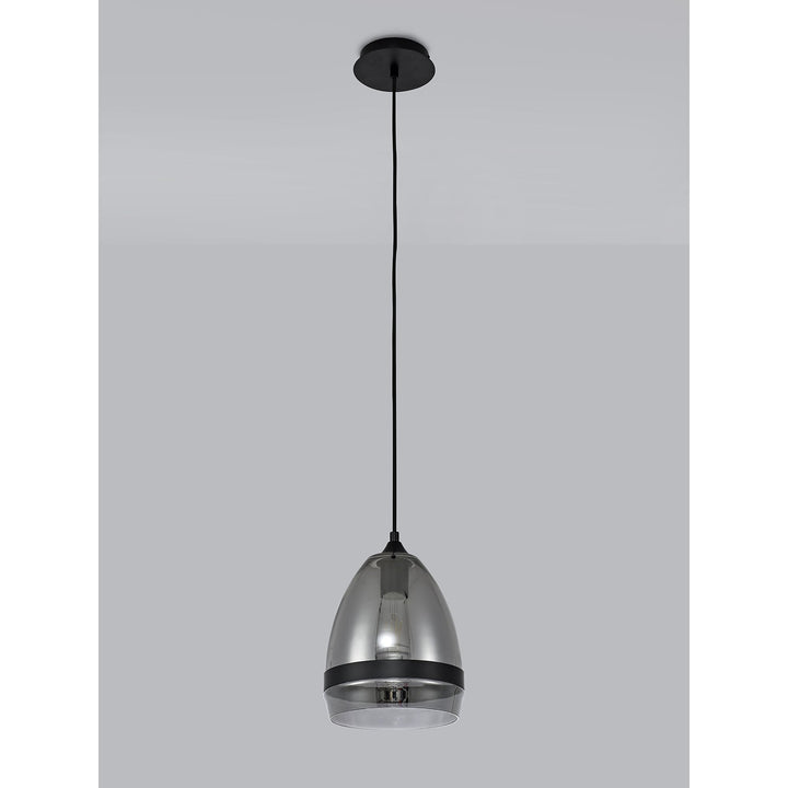 Nelson Lighting NL84859 Kane Pendant 20cm Cone Matt Black & Smoke