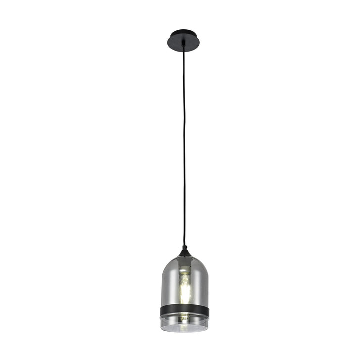 Nelson Lighting NL84869 Kane Pendant 15cm Dome Matt Black & Smoke