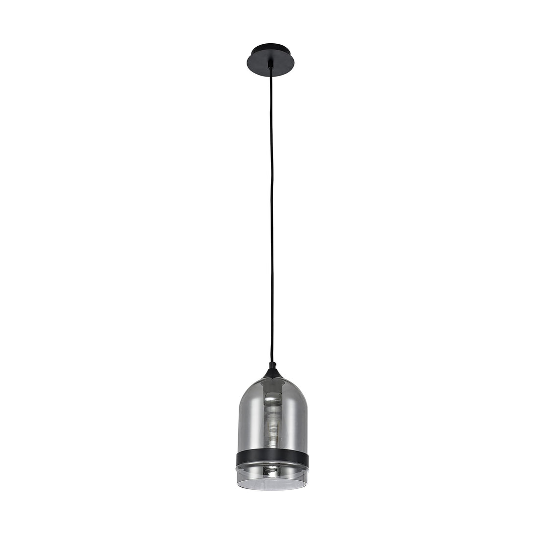 Nelson Lighting NL84869 Kane Pendant 15cm Dome Matt Black & Smoke