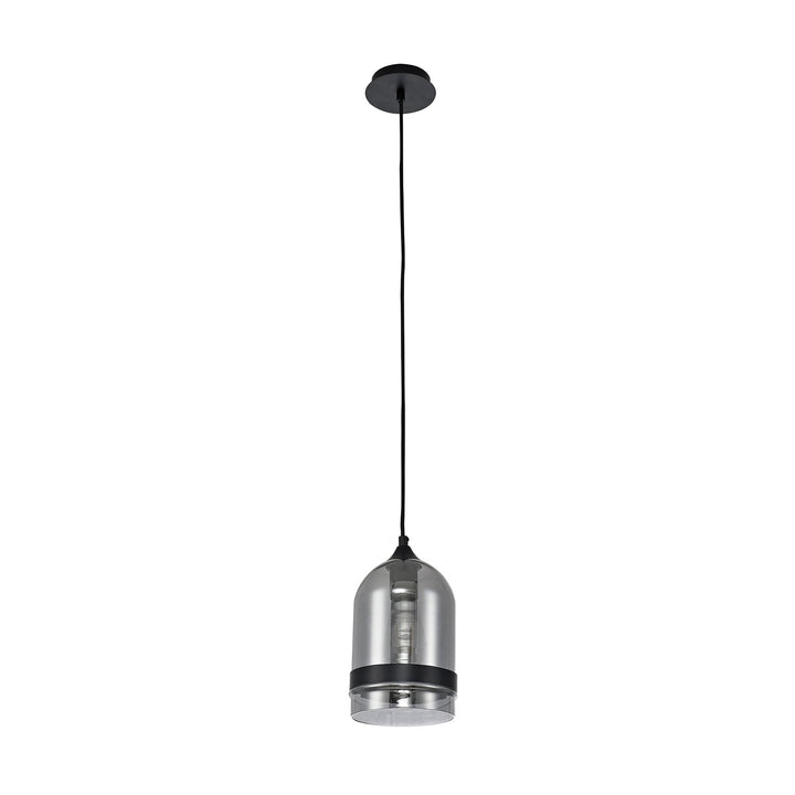 Nelson Lighting NL84869 Kane Pendant 15cm Dome Matt Black & Smoke