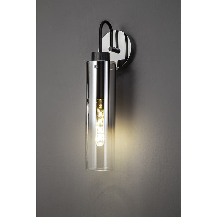 Nelson Lighting NL84879 | Blade Slim Wall Lamp | Black/Smoke Fade Glass