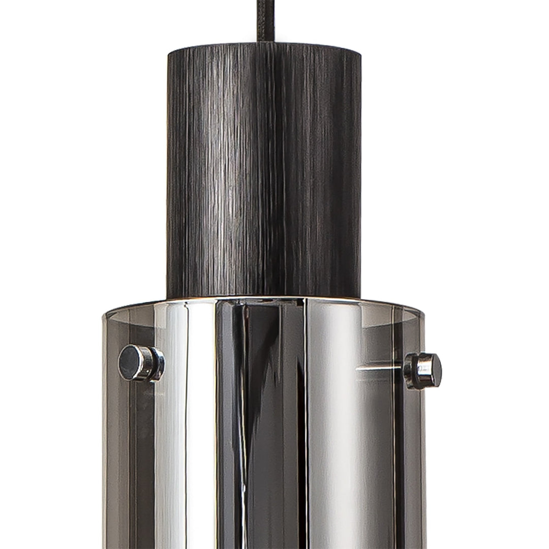 Nelson Lighting NL84889 | Blade Slim Pendant | Adjustable | Black/Smoke Glass