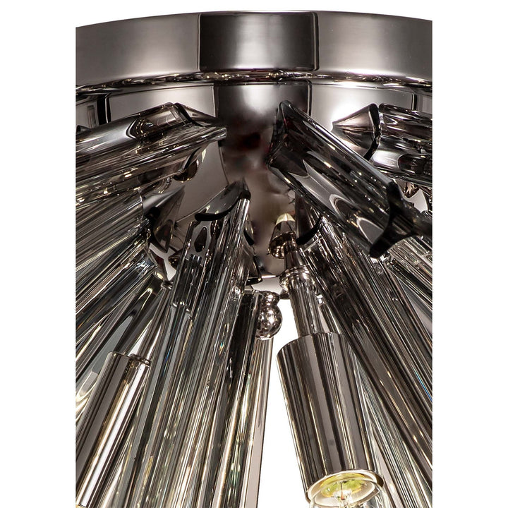 Nelson Lighting NL84989 Clover 6 Light Semi Flush Polished Nickel / Smoke Glass