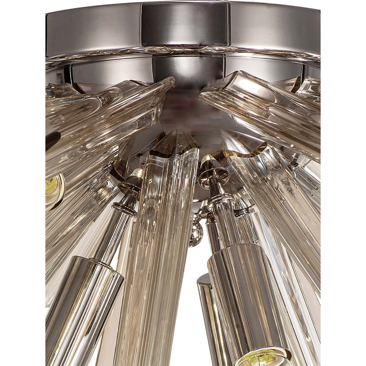 Nelson Lighting NL84999 Clover 6 Light Semi Flush Polished Nickel / Champagne Gold Glass