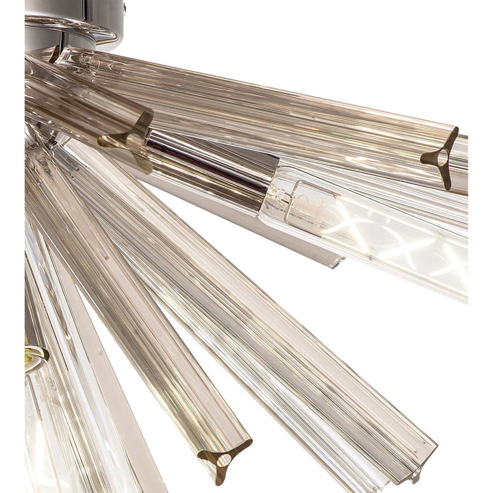 Nelson Lighting NL84999 Clover 6 Light Semi Flush Polished Nickel / Champagne Gold Glass