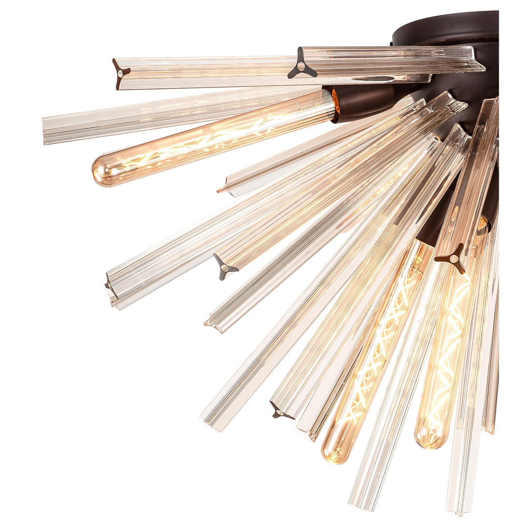 Nelson Lighting NL85089 Clover 8 Light Semi Flush Brown Oxide / Champagne Gold Glass