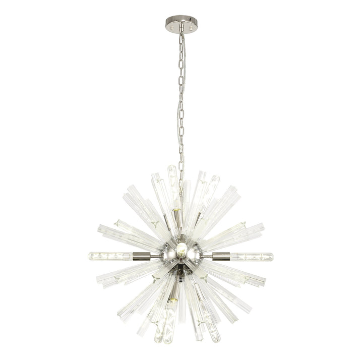 Nelson Lighting NL85099 Clover 10 Light Round Pendant Polished Nickel / Clear Glass