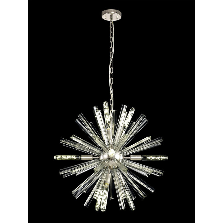 Nelson Lighting NL85099 Clover 10 Light Round Pendant Polished Nickel / Clear Glass