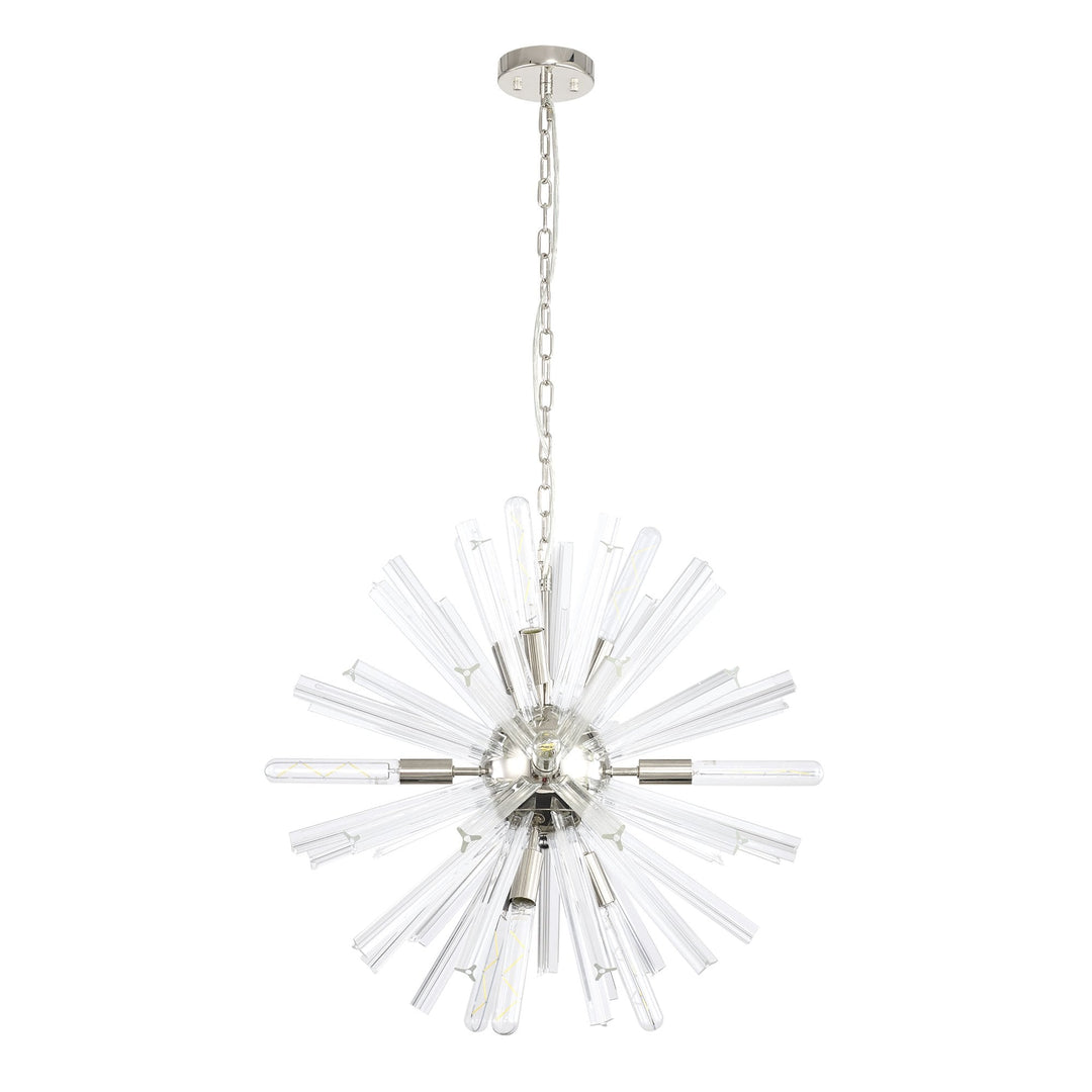 Nelson Lighting NL85099 Clover 10 Light Round Pendant Polished Nickel / Clear Glass