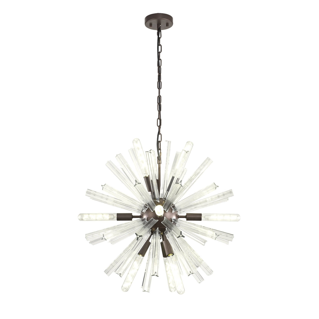 Nelson Lighting NL85129 Clover 10 Light Round Pendant Brown Oxide / Clear Glass