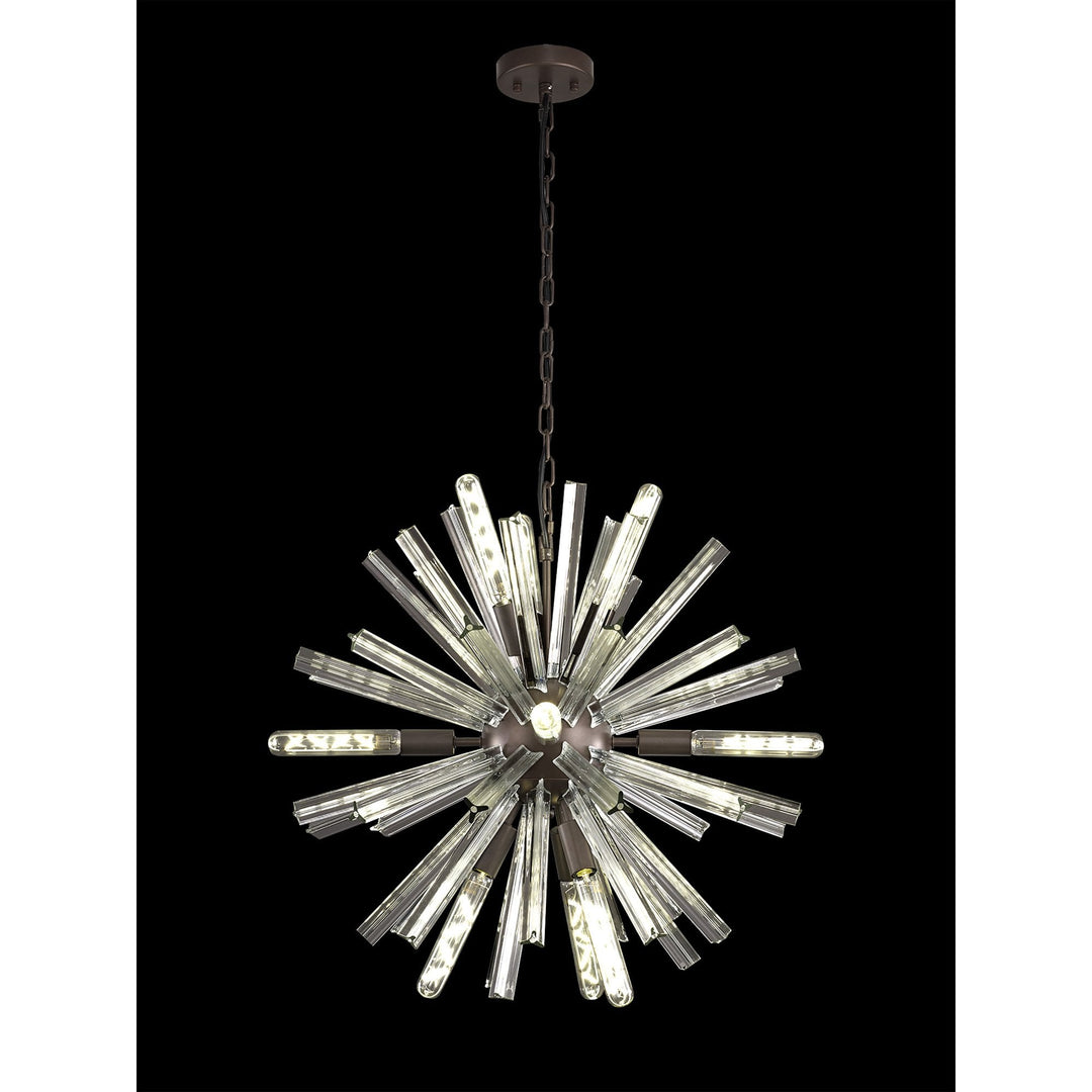 Nelson Lighting NL85129 Clover 10 Light Round Pendant Brown Oxide / Clear Glass