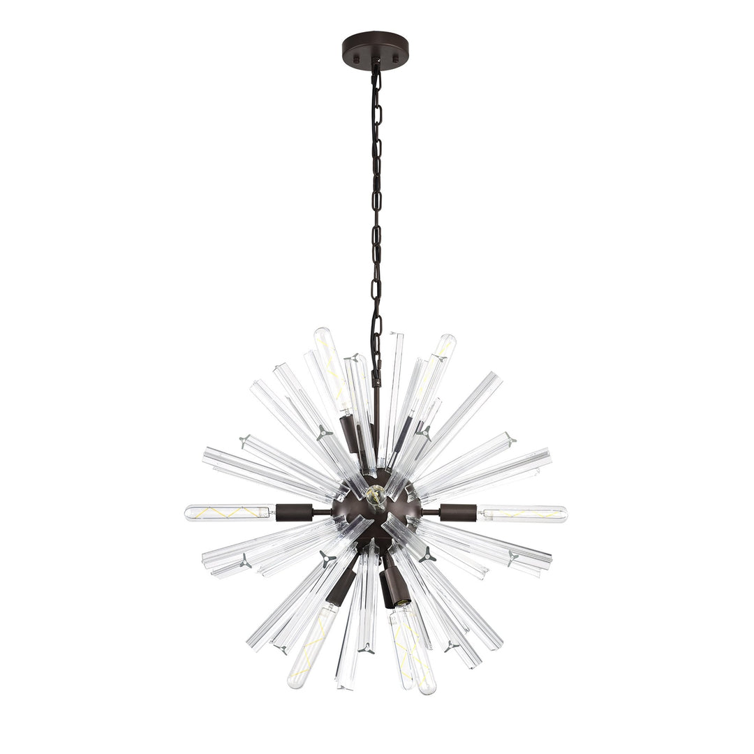 Nelson Lighting NL85129 Clover 10 Light Round Pendant Brown Oxide / Clear Glass