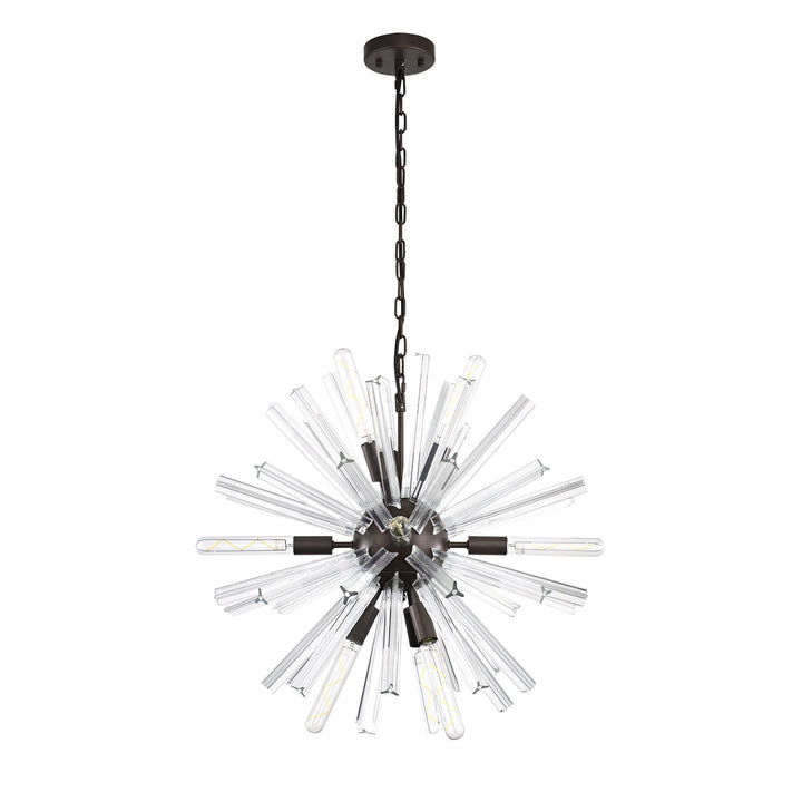 Nelson Lighting NL85129 Clover 10 Light Round Pendant Brown Oxide / Clear Glass