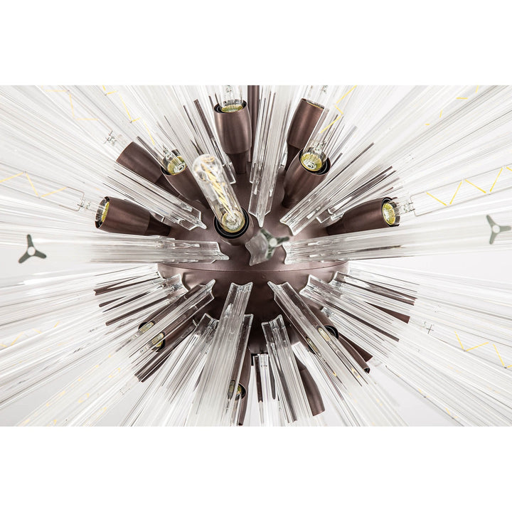 Nelson Lighting NL85129 Clover 10 Light Round Pendant Brown Oxide / Clear Glass