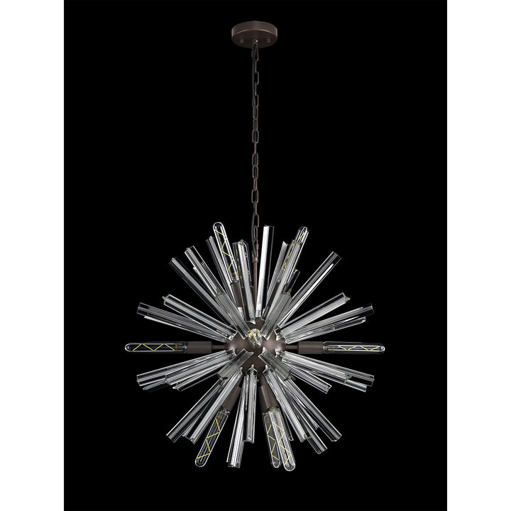 Nelson Lighting NL85129 Clover 10 Light Round Pendant Brown Oxide / Clear Glass