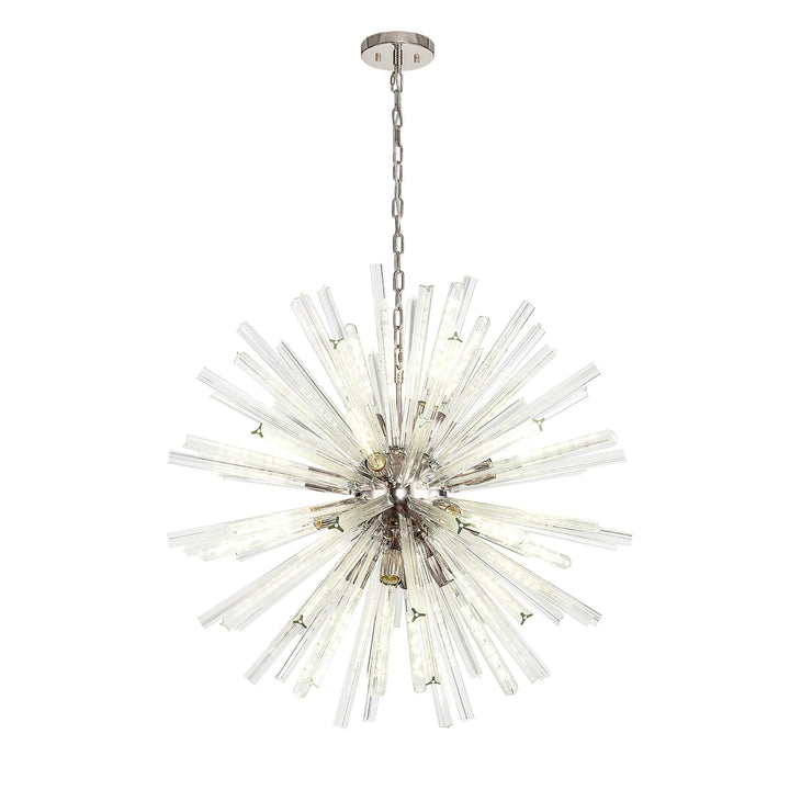 Nelson Lighting NL85159 Clover 16 Light Round Pendant Polished Nickel / Clear Glass