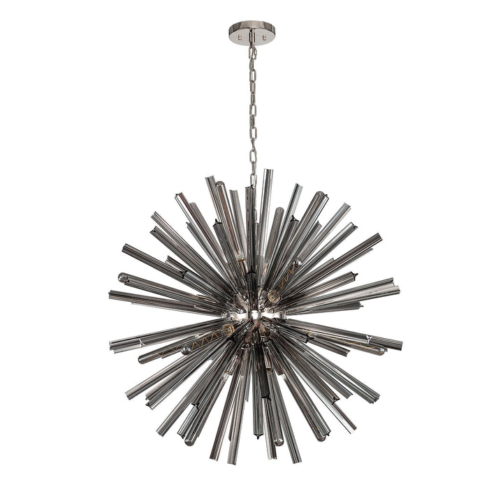 Nelson Lighting NL85169 Clover 16 Light Round Pendant Polished Nickel / Smoke Glass