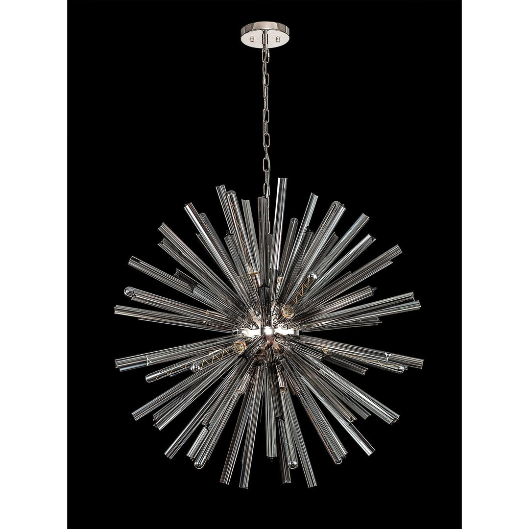 Nelson Lighting NL85169 Clover 16 Light Round Pendant Polished Nickel / Smoke Glass