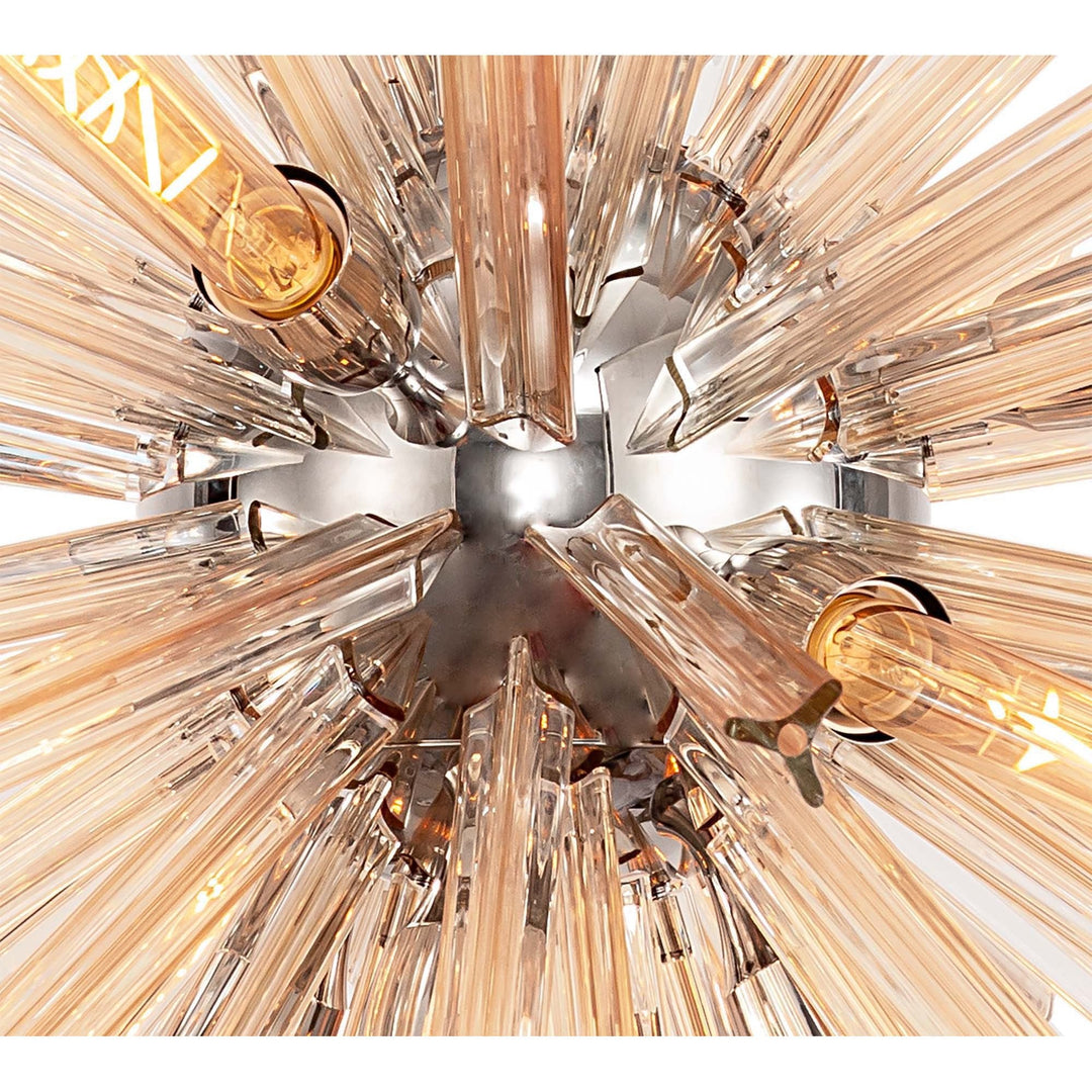 Nelson Lighting NL85179 Clover 16 Light Round Pendant Polished Nickel / Champagne Gold Glass