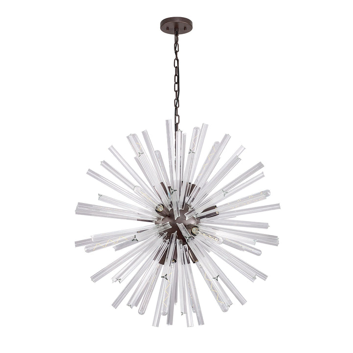 Nelson Lighting NL85189 Clover 16 Light Round Pendant Brown Oxide / Clear Glass