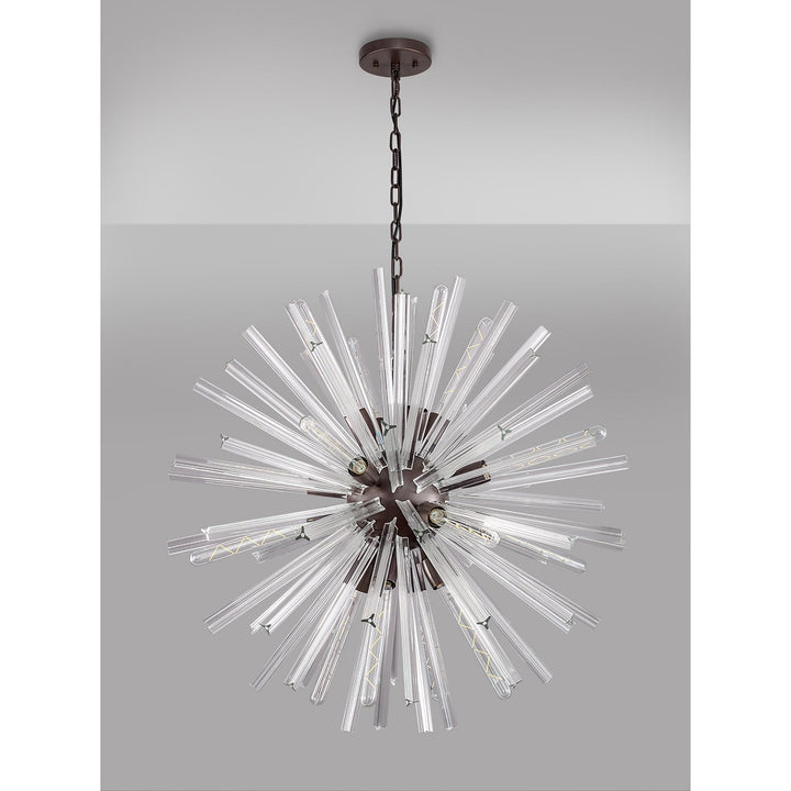 Nelson Lighting NL85189 Clover 16 Light Round Pendant Brown Oxide / Clear Glass